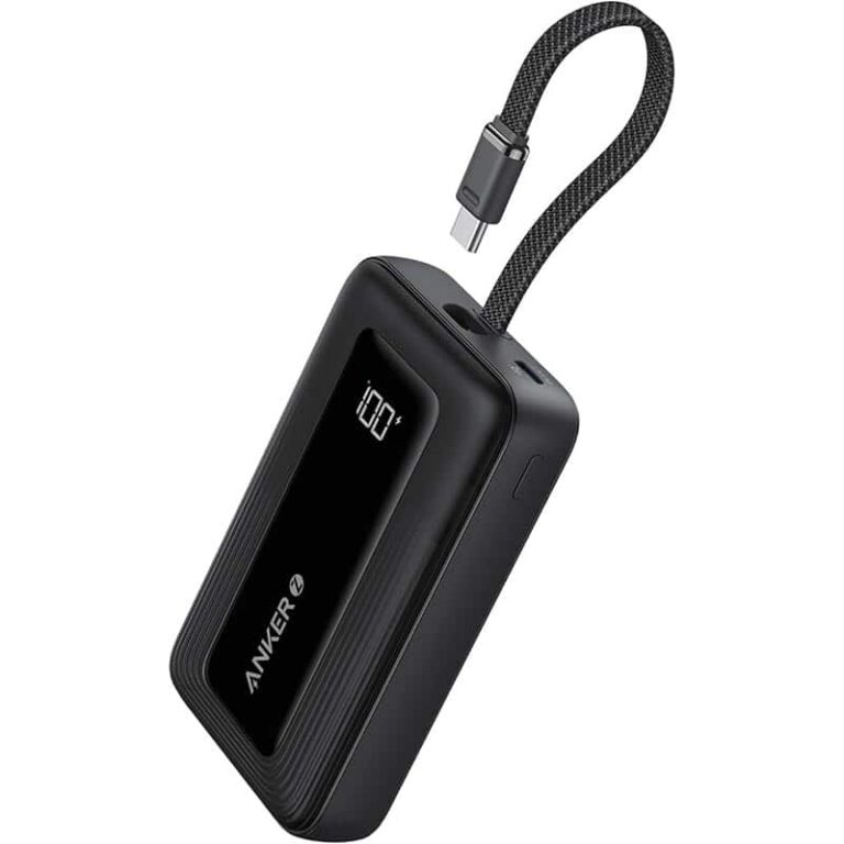 Anker Zolo 10,000mAh power bank with built-in braided USB-C cable and battery display