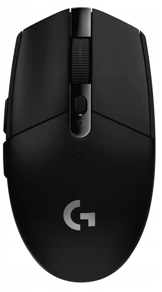 Logitech G305 LIGHTSPEED wireless gaming mouse in black, top view